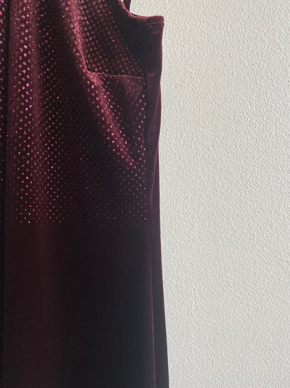 Vintage 90s Burgundy Velvet Shimmer Maxi Dress - La Lovely Vintage 