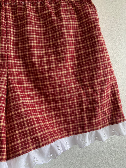 Handmade Vintage Red Plaid / Turkey Breast Feedsack Shorts