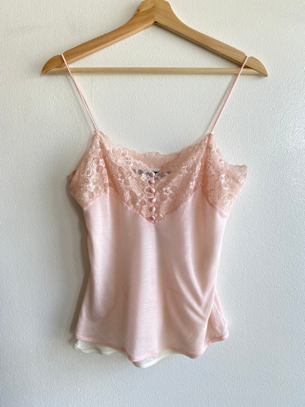 Vintage Y2K Express Baby Pink Lace Cami - La Lovely Vintage 