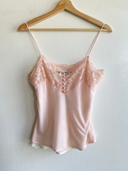 Vintage Y2K Express Baby Pink Lace Cami - La Lovely Vintage 