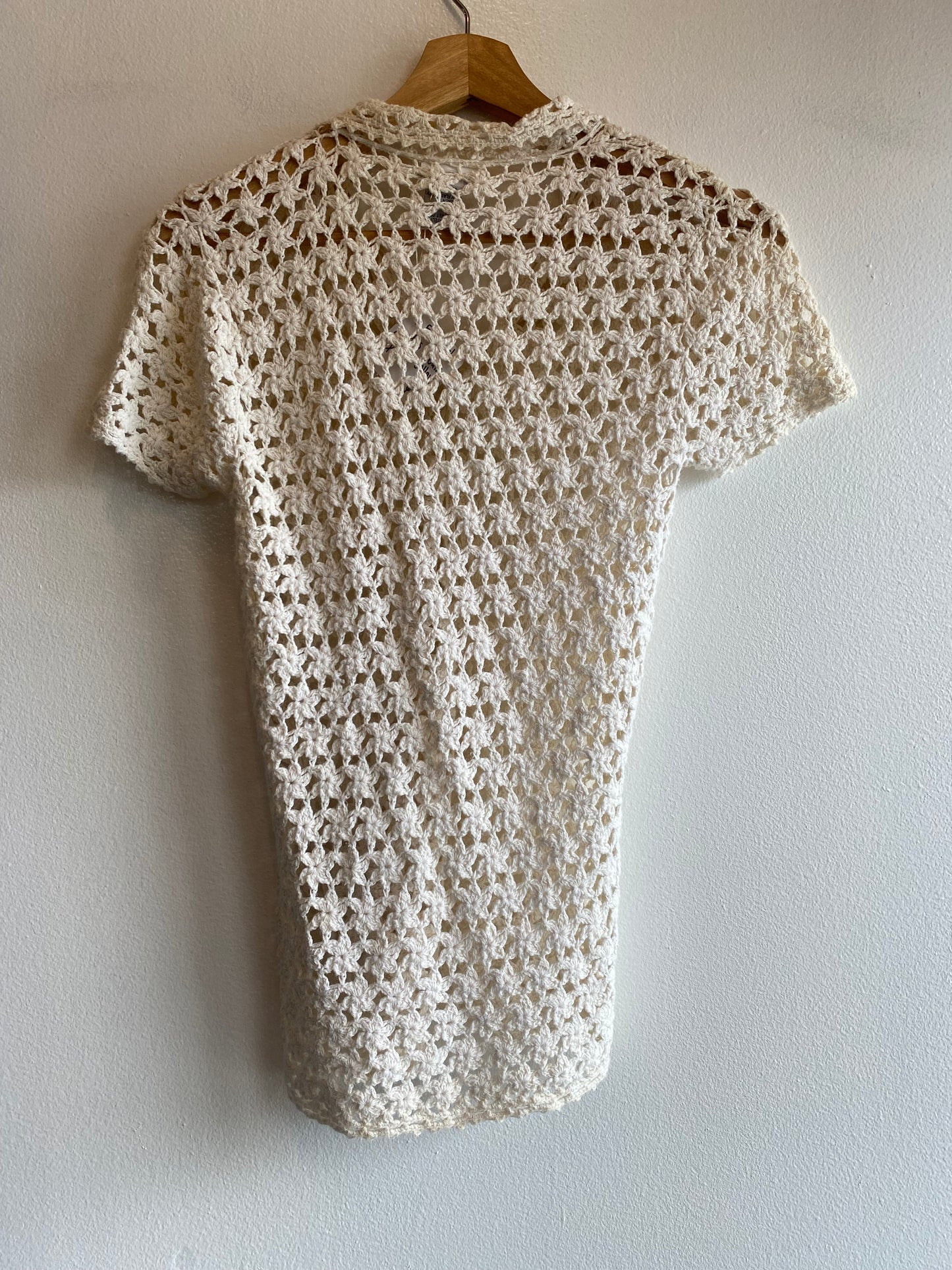 Vintage 90's Newport News Cream Crochet Collared Top