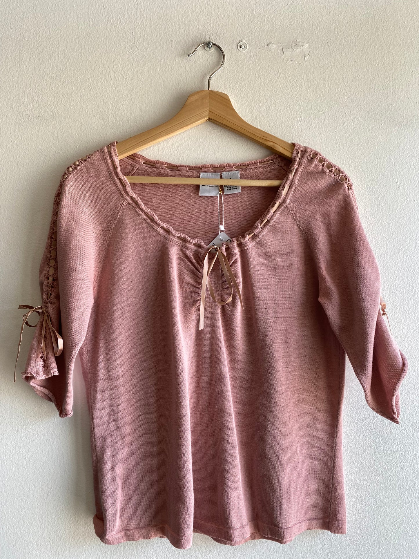 Vintage Y2K pink lace up sleeve top - La Lovely Vintage 