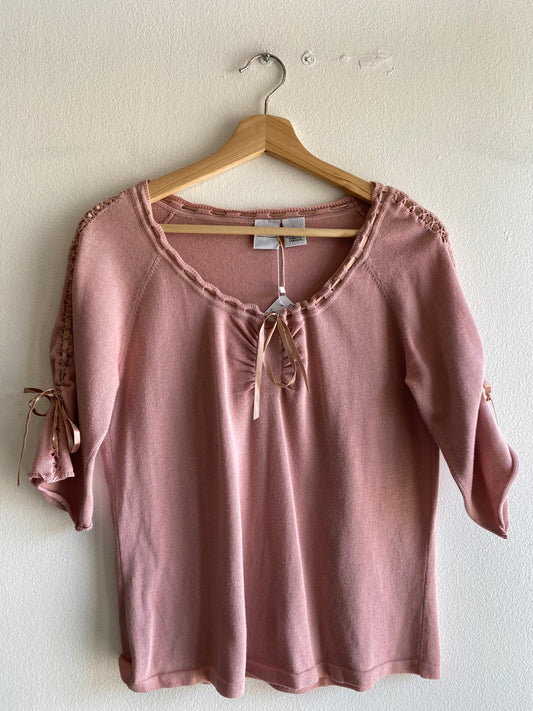 Vintage Y2K Armani Exchange Pink Lace Up Sleeve Top
