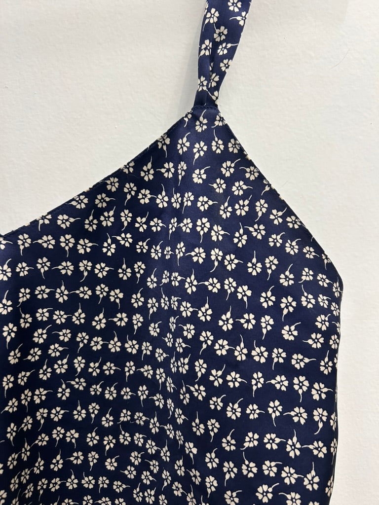 Vintage 90's Lingerie Cacique Navy & White Floral Tank Top - La Lovely Vintage 