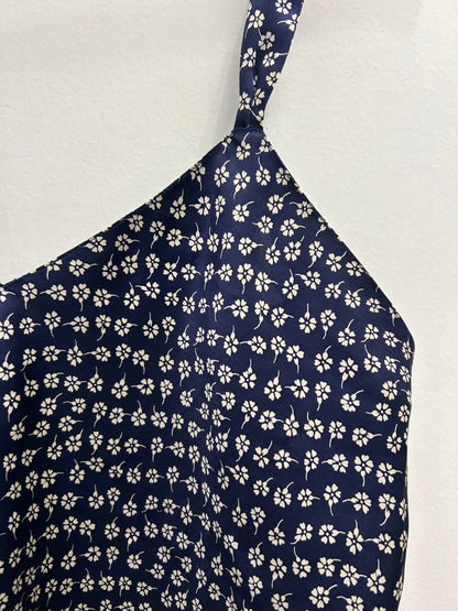 Vintage 90's Lingerie Cacique Navy & White Floral Tank Top - La Lovely Vintage 