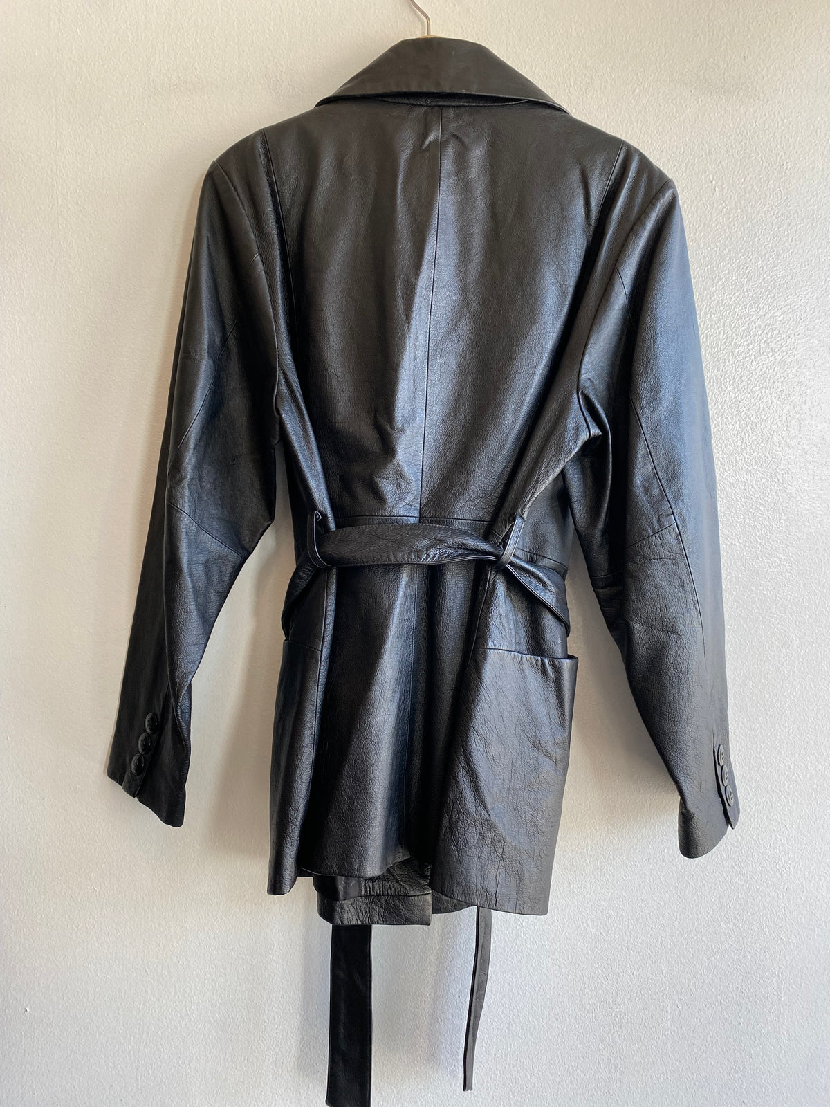 Vintage 90's East Fifth Black Leather Jacket with Belt - La Lovely Vintage 