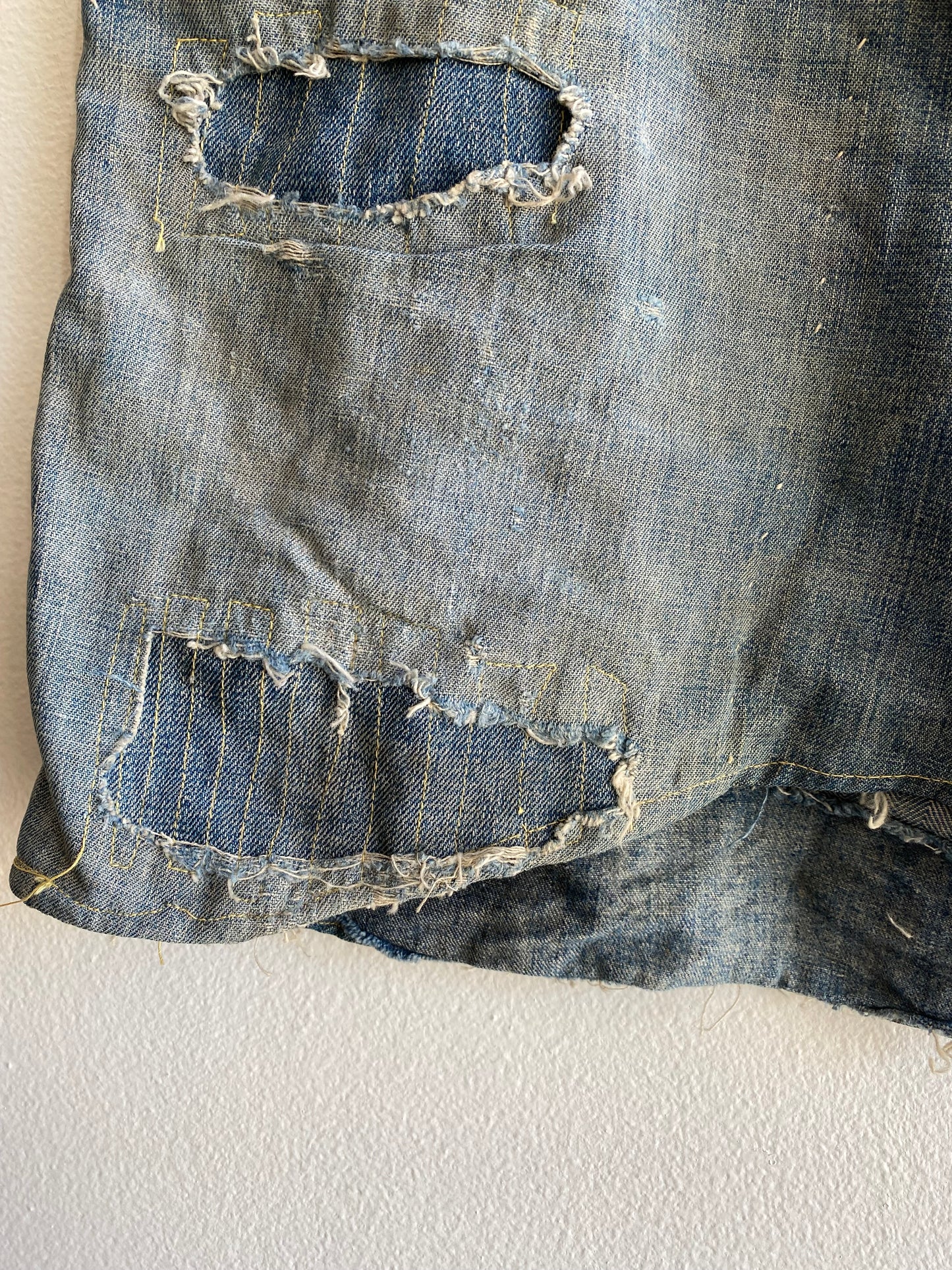Vintage 1940’s Donut Button Farm Repair Denim Shorts