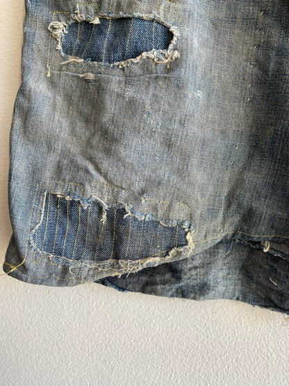 Vintage 1940’s Donut Button Farm Repair Denim Shorts