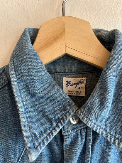 Vintage 1960’s Wrangler Embroidered Denim Pearl Snap Shirt - La Lovely Vintage 