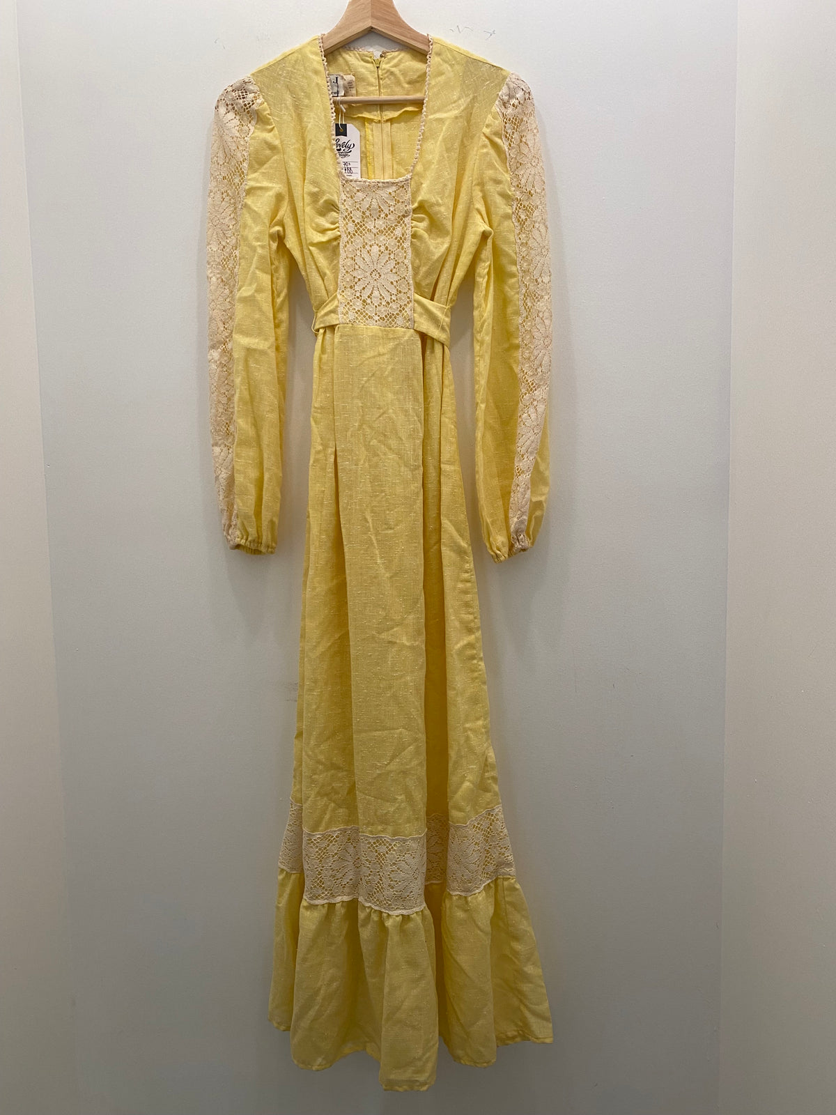 Vintage 70's Butter Yellow Prairie Dress