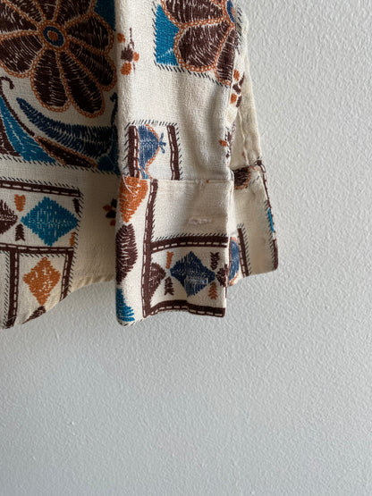 Vintage 1970’s Woven Linen Long Sleeve Button Up Shirt