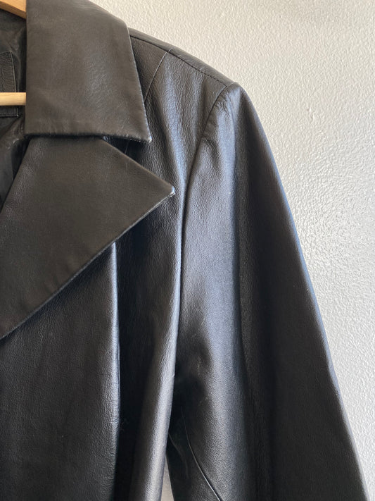 Vintage 90's East Fifth Black Leather Jacket with Belt - La Lovely Vintage 