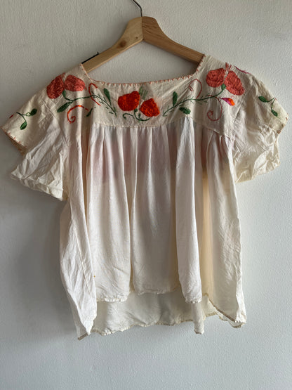 Vintage 1970’s Embroidered Silk Blouse