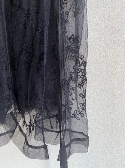 Vintage Y2K Victoria's Secret Embroidered Black Mesh Slip