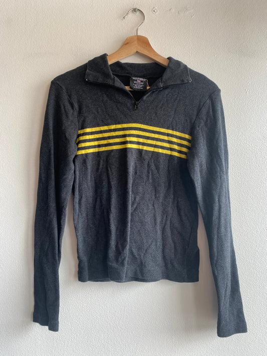 Vintage 90's Ralph Lauren Charcoal and Yellow Polo Rugby Shirt