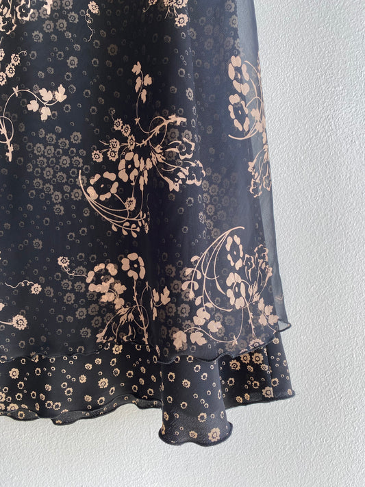 Vintage Y2K Jonathan Martin Black and Brown Floral Skirt