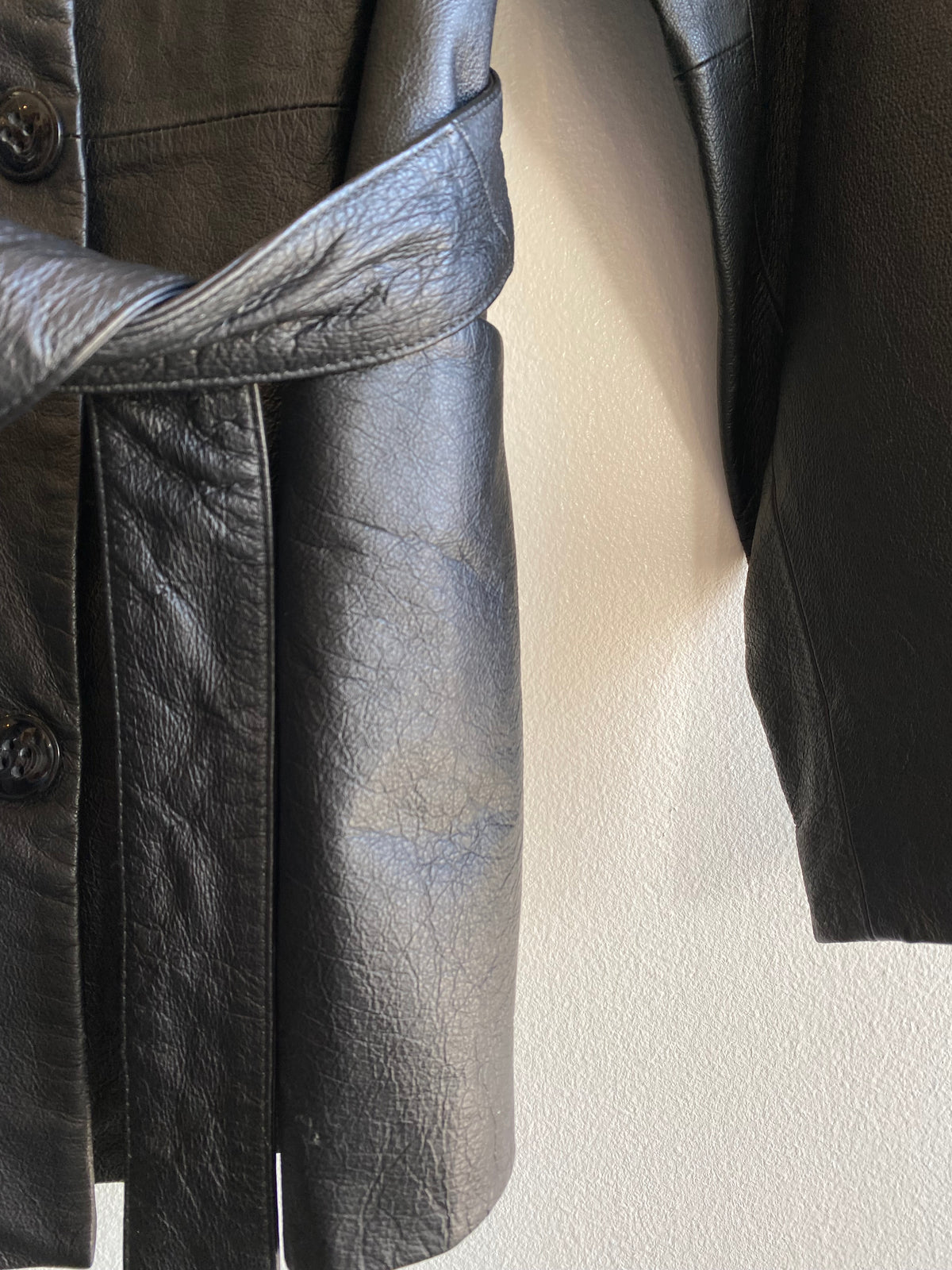 Vintage 90's East Fifth Black Leather Jacket with Belt - La Lovely Vintage 