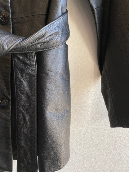 Vintage 90's East Fifth Black Leather Jacket with Belt - La Lovely Vintage 