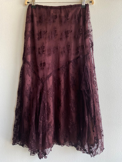 Vintage 90's/Y2K Burgundy Sequin Mesh Midi