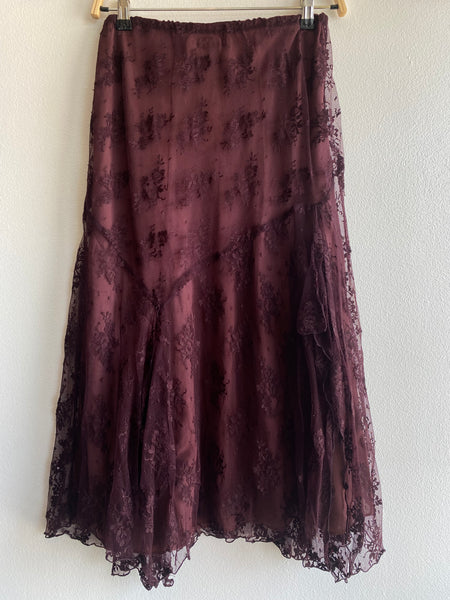 Vintage 90's/Y2K Burgundy Sequin Mesh Midi