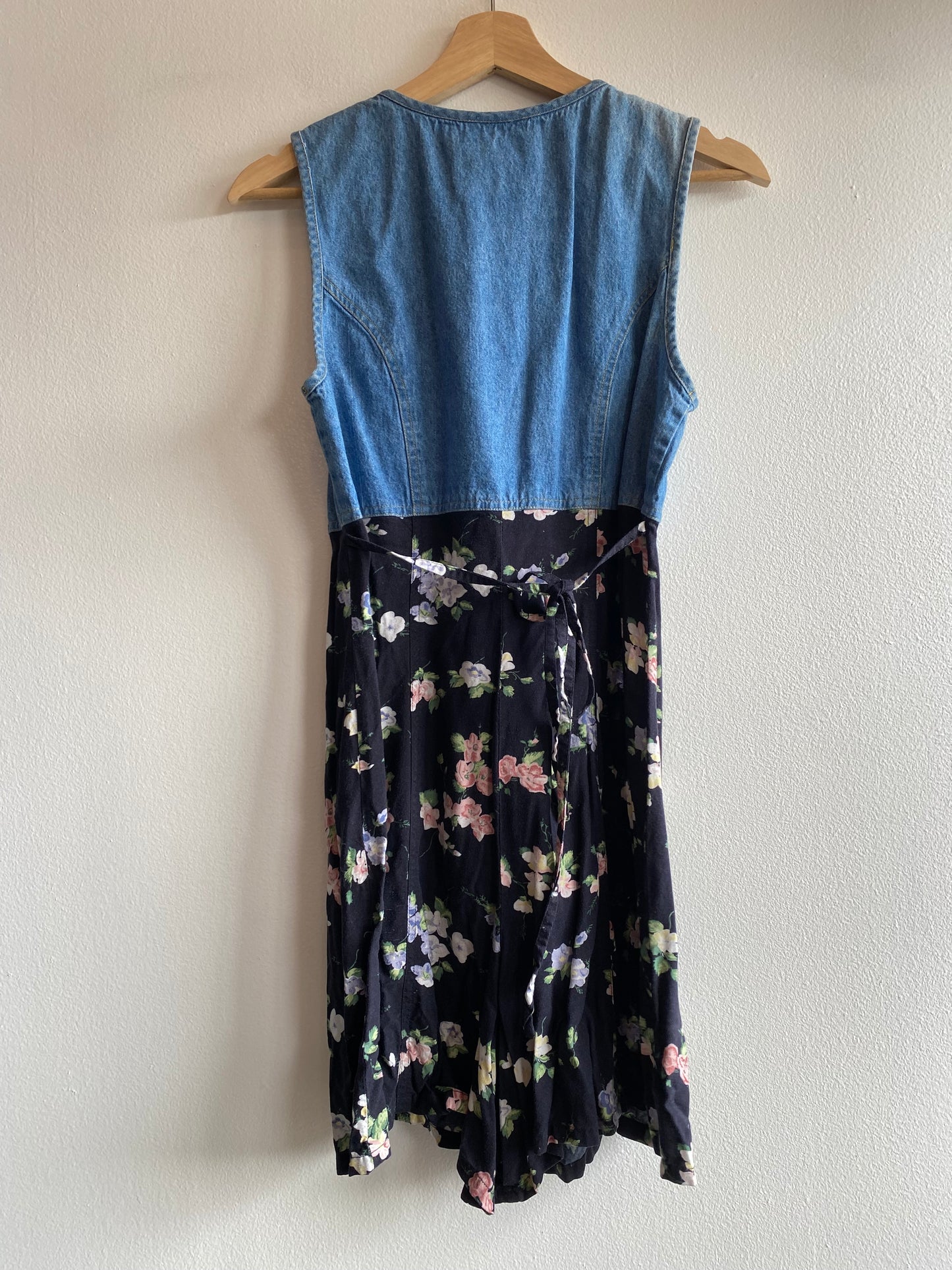 Vintage 90's Denim and Floral Mini Dress - La Lovely Vintage 