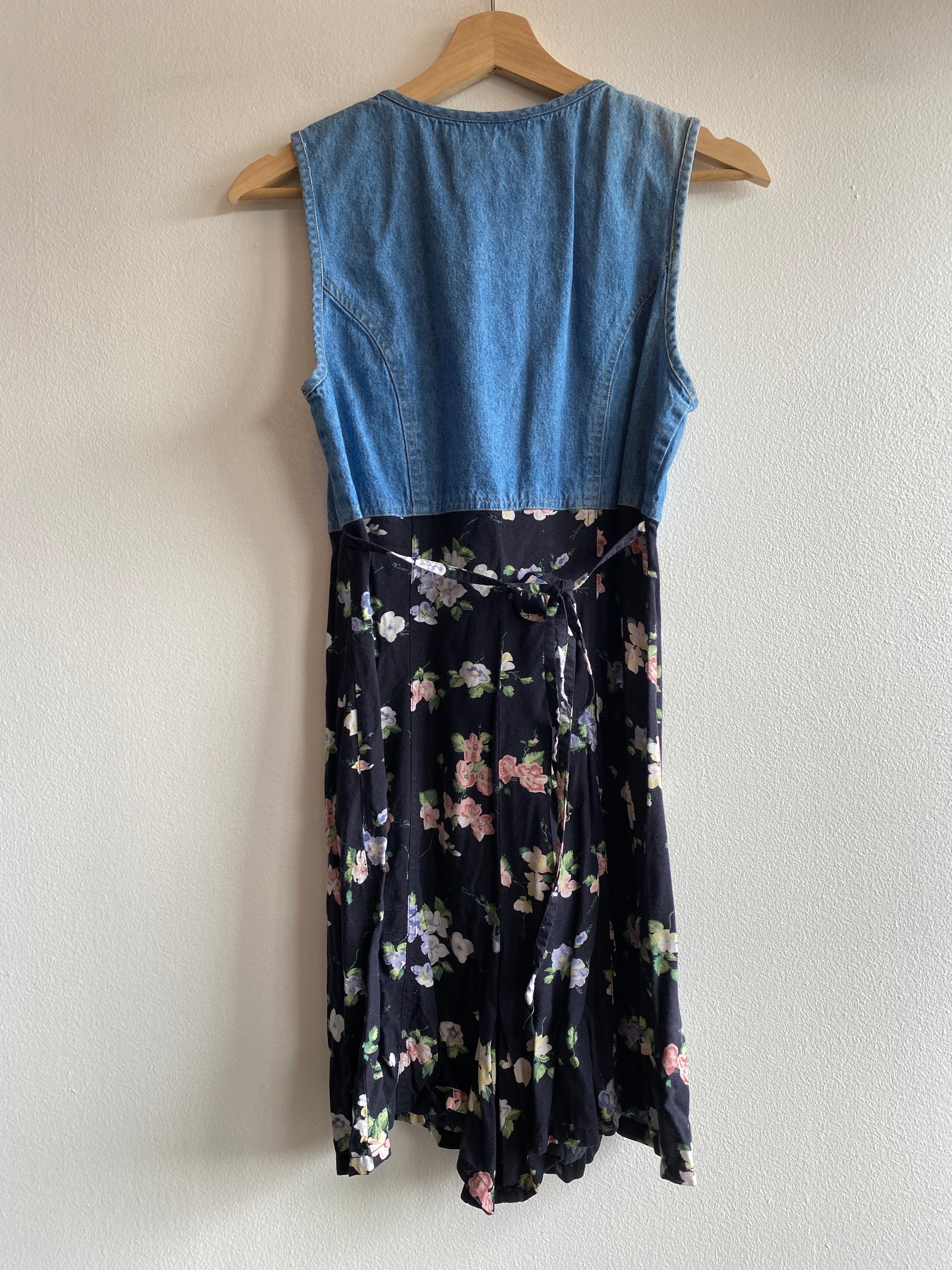 Vintage 90's Denim and Floral Mini Dress - La Lovely Vintage 