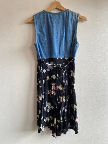 Vintage 90's Denim and Floral Mini Dress - La Lovely Vintage 