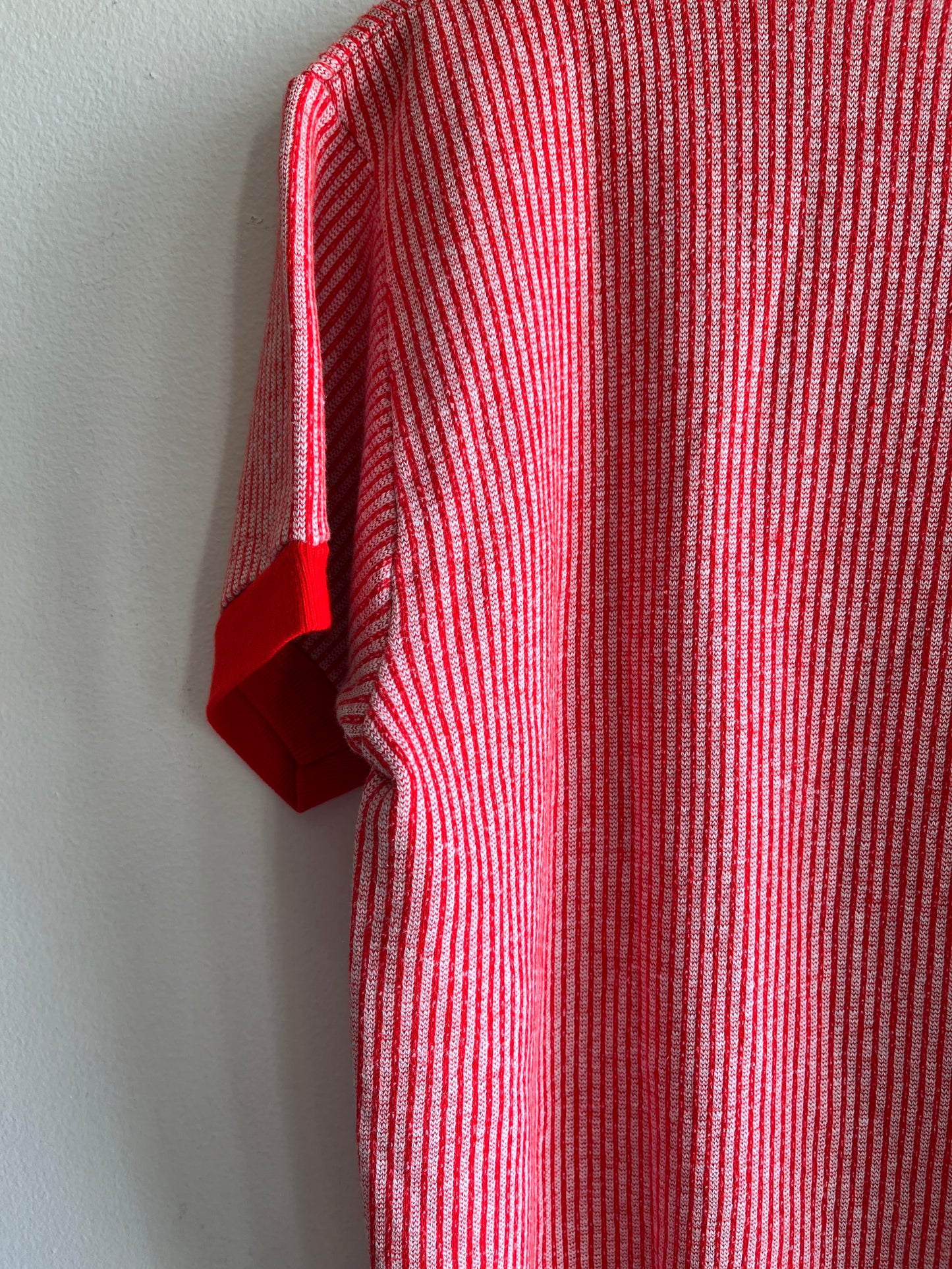 Vintage 1960’s Red Striped Short-Sleeved Sweatshirt - La Lovely Vintage 