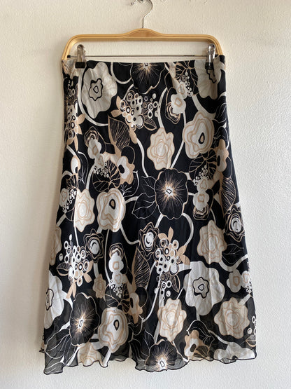 Vintage 90's Black and Tan Knee-Length Skirt - La Lovely Vintage 