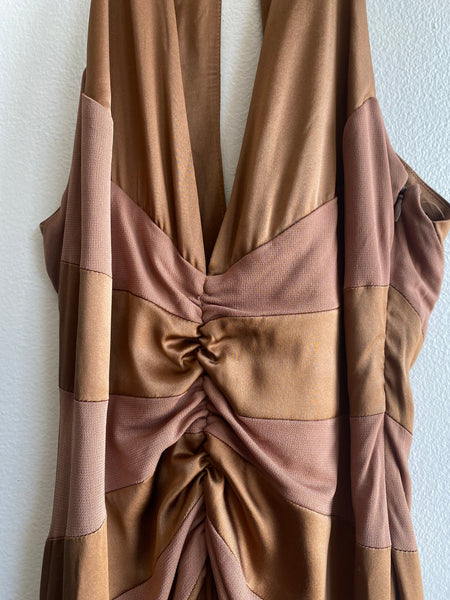 Vintage 90's Bebe Brown Silk Dress