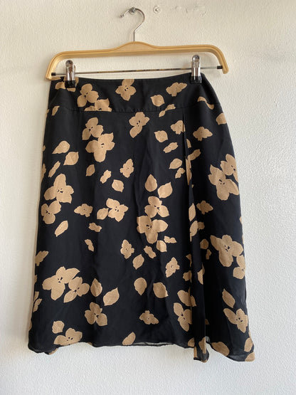 Vintage 90's Alfani Black and Brown Floral Midi Skirt - La Lovely Vintage 