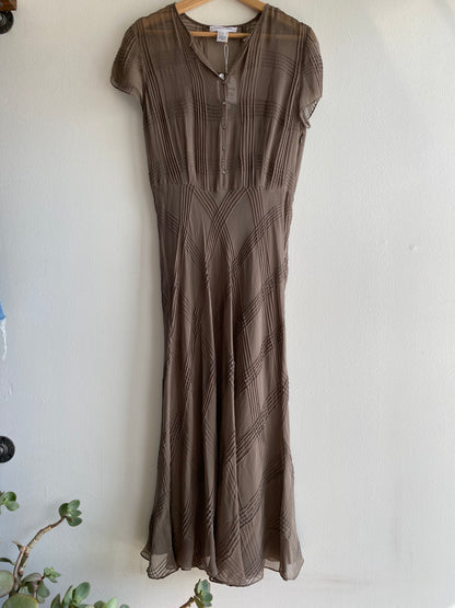 Vintage 90's Calvin Klein Grey Silk Maxi Dress - La Lovely Vintage 