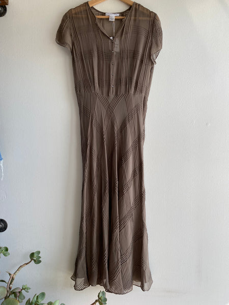 Vintage 90's Calvin Klein Grey Silk Maxi Dress
