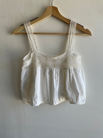 Antique Edwardian White Cotton & Crochet Camisole