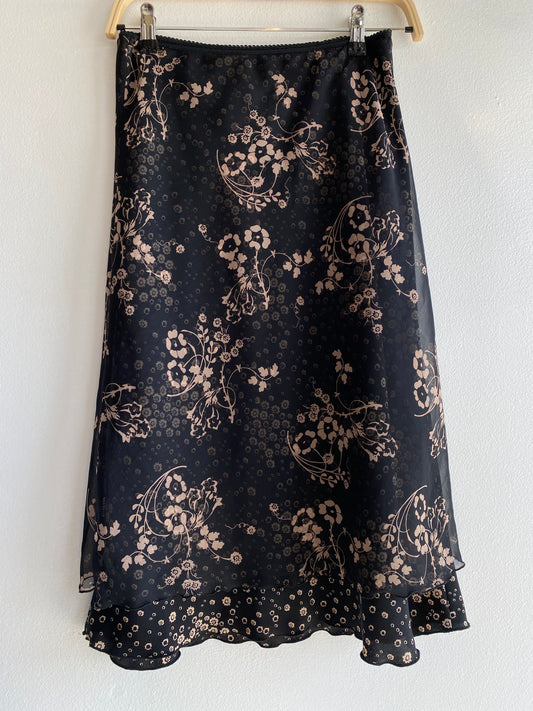 Vintage Y2K Jonathan Martin Black and Brown Floral Skirt