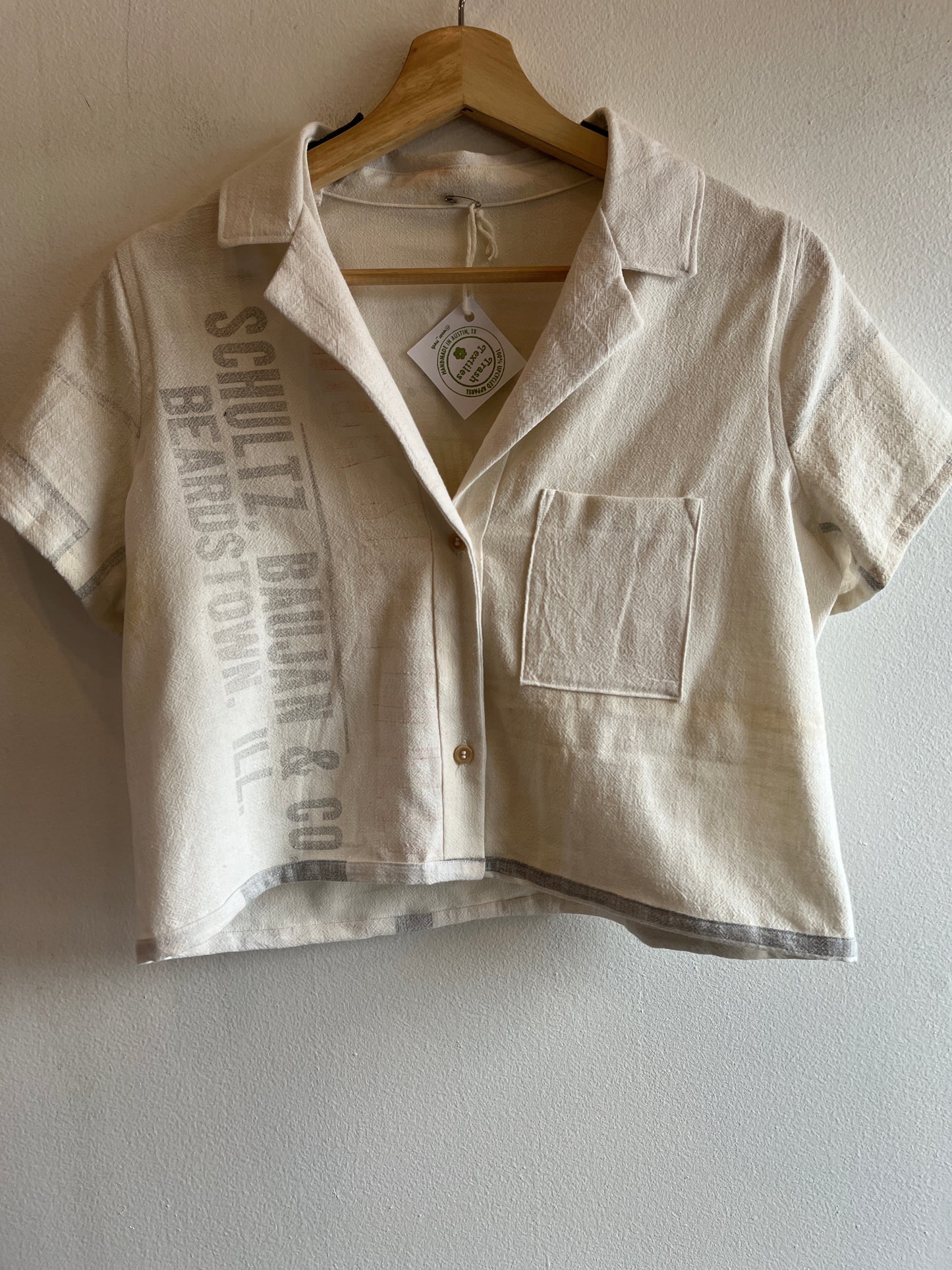 Trash Textiles - Handmade Antique Feedsack Button-Up Shirt