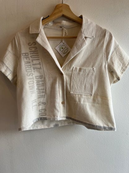 Trash Textiles - Handmade Antique Feedsack Button-Up Shirt