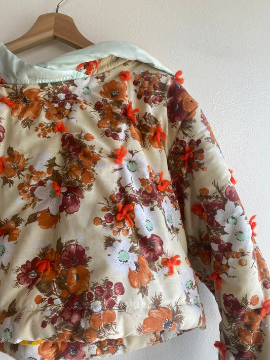 Vintage 70's Handmade Floral Quilt Pullover Jacket