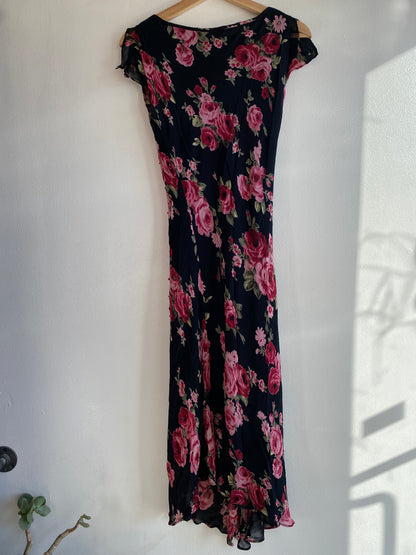 Vintage 90's CDC Black Floral Maxi Dress