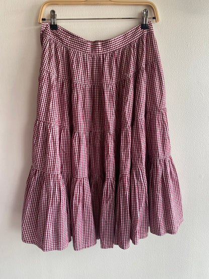 Vintage 1970’s Gingham Side Zip Midi Skirt - La Lovely Vintage 
