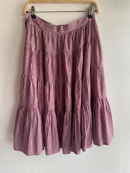 Vintage 1970’s Gingham Side Zip Midi Skirt