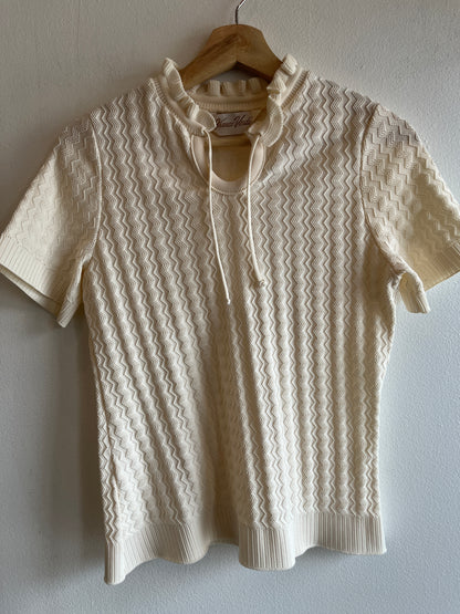 Vintage 1980’s Short Sleeve Tie-Neck Sweater