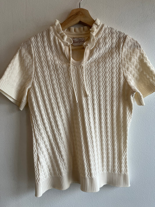 Vintage 1980’s Short Sleeve Tie-Neck Sweater