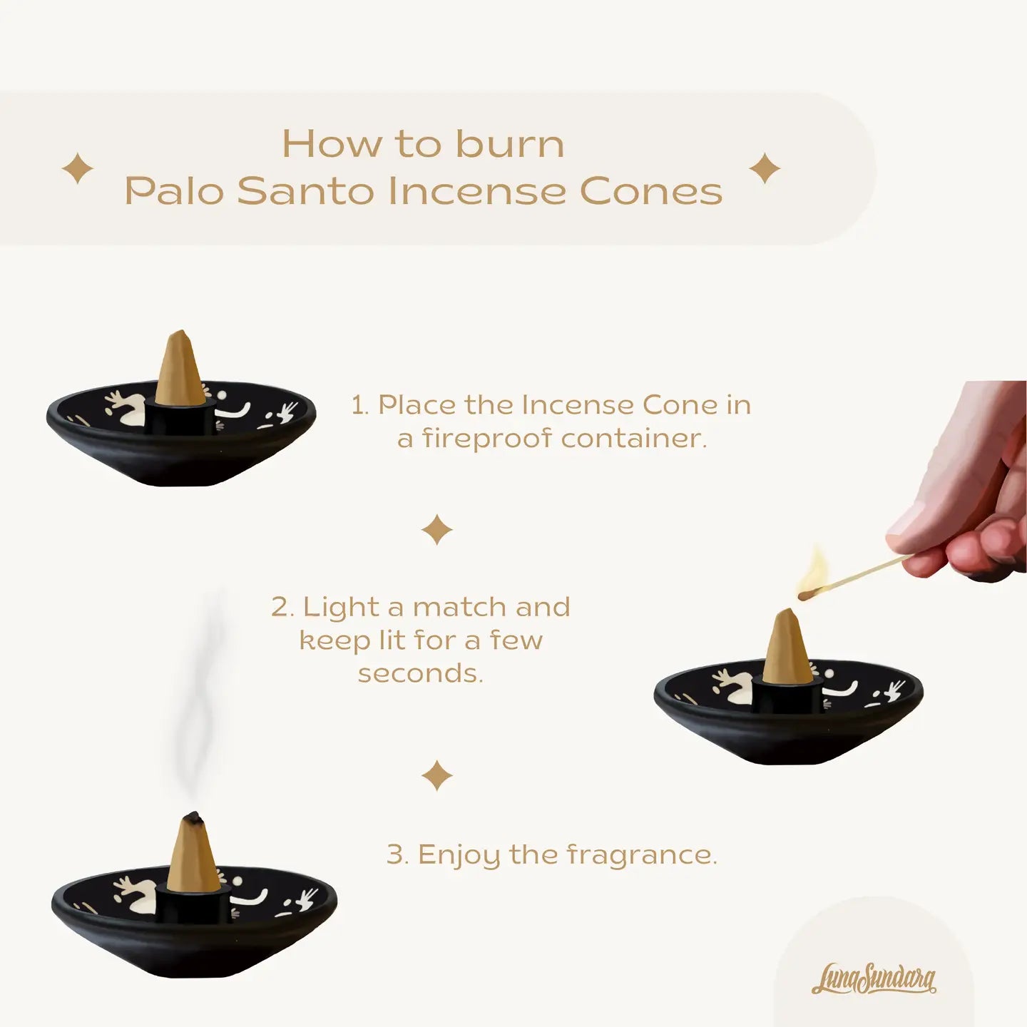 Luna Sundara - Palo Santo Incense Cones - La Lovely Vintage 