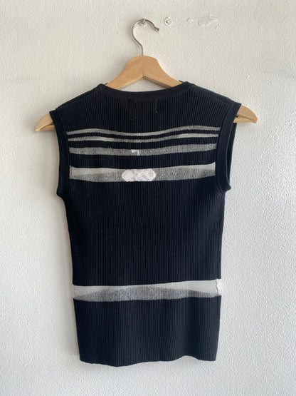 Vintage 90's Caché Sheer Black Striped Tank Top