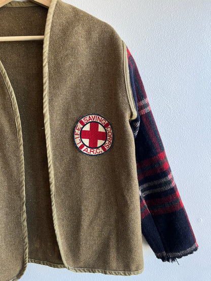Vintage Handmade Red Cross Blanket Jacket - La Lovely Vintage 