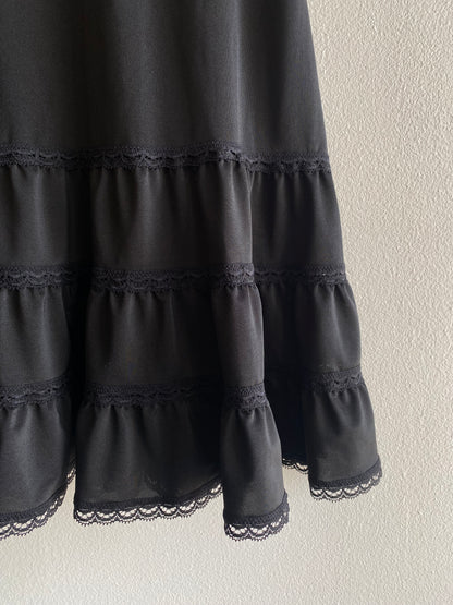 Vintage Y2K Victoria's Secret Ruffled Black Slip Dress