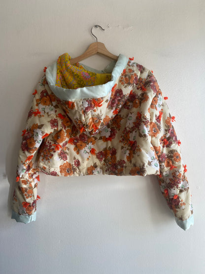 Vintage 70's Handmade Floral Quilt Pullover Jacket