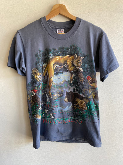 Vintage 1990's Forest Animals All Over Print T-Shirt