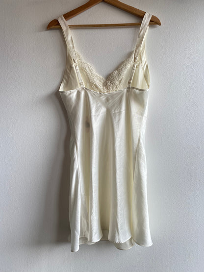 Vintage 90's Victoria's Secret Sequin and Lace Cream Satin Slip Dress - La Lovely Vintage 